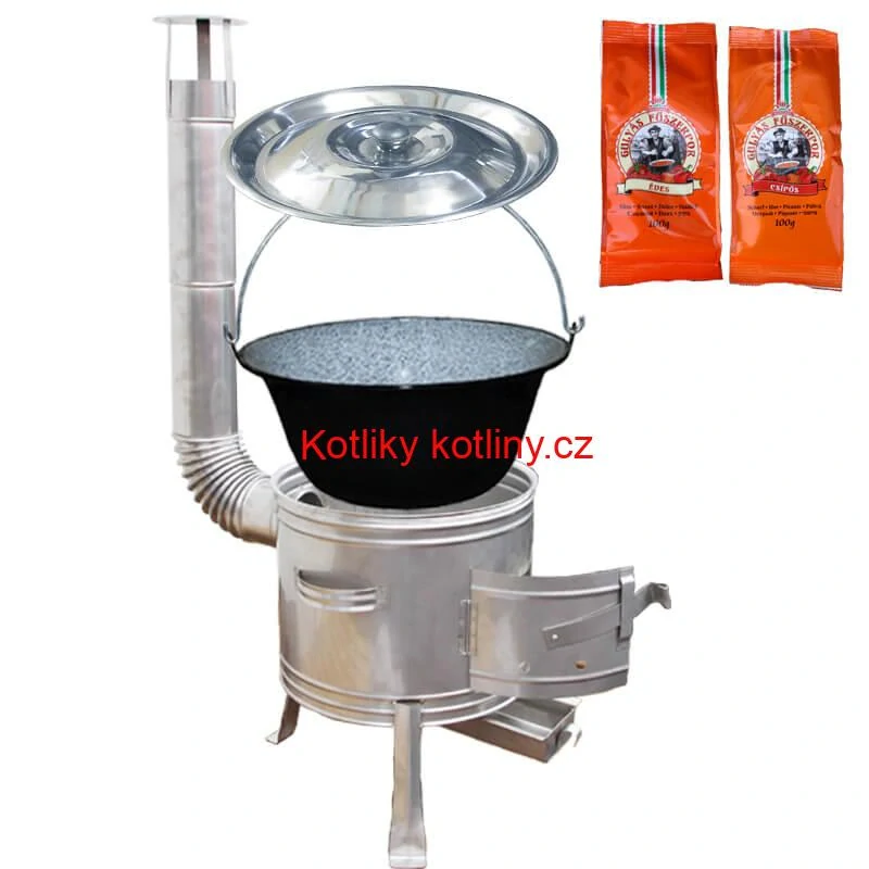 Smaltovaný kotlík 25 L + Nerezová kotlina 42 INOX + paprikový pepř na guláš - MIX 100 g