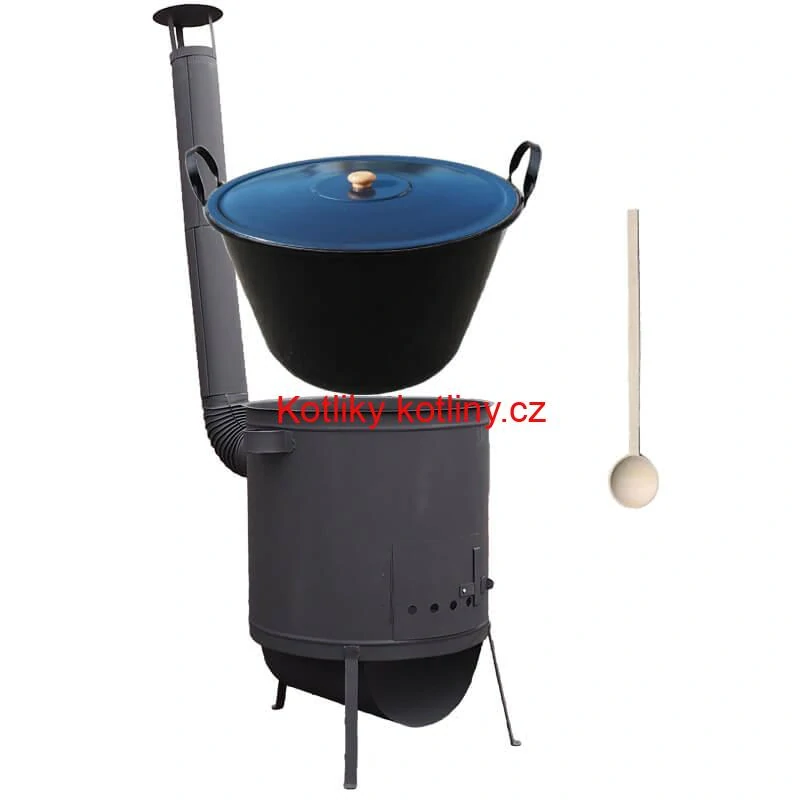 Smaltovaný kotel 70 L na zabijačku + žáruvzdorná kotlina 53 PLUS 600 4 MM + vařečka