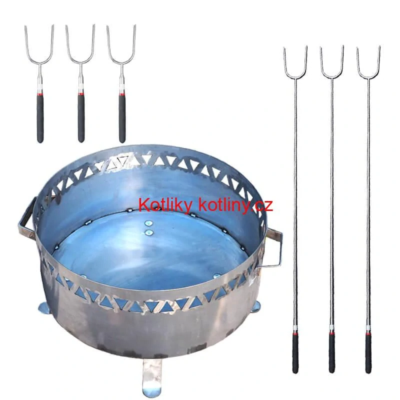 Přenosné ohniště nerezové (1,5 mm) FIFO + Vidličky na opékání teleskopické 6 ks