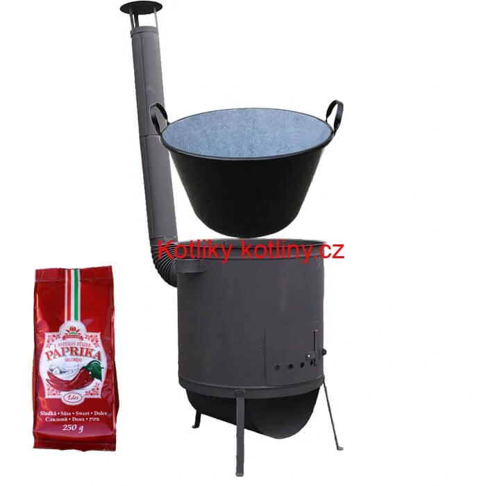 Zabijačkový smaltovaný kotel 100 L, žáruvzdorná kotlina 42 PLUS 600 4 MM + sladká paprika GURMÁN 250 g