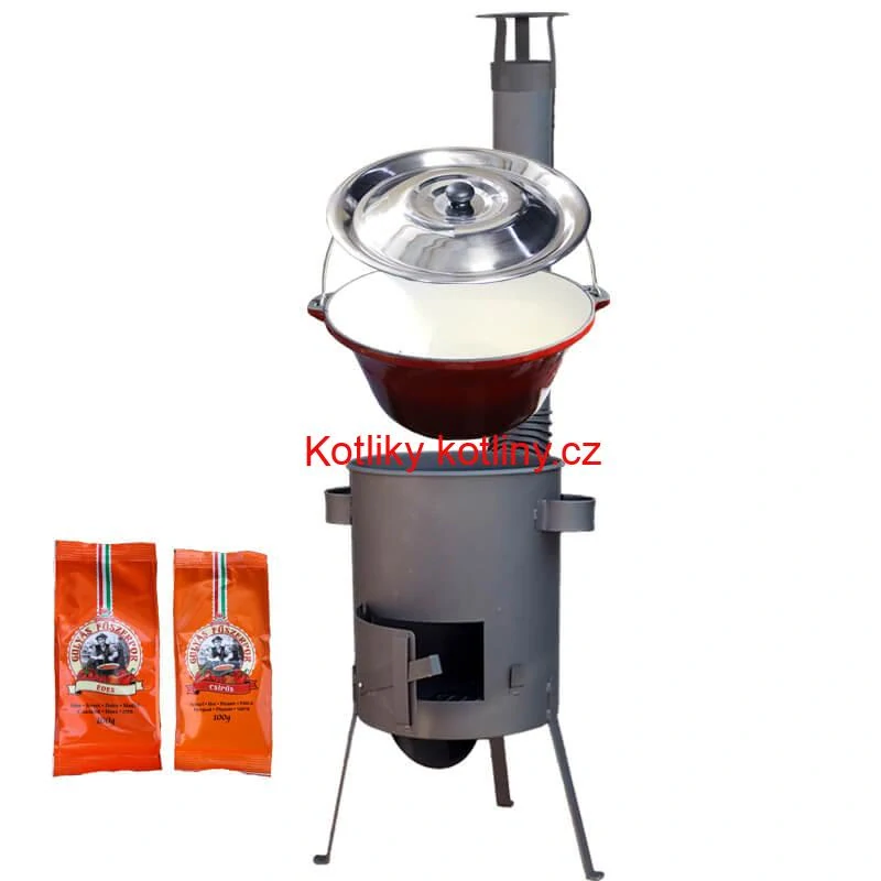 Litinový kotlík se smaltovanou úpravou 22 L + žáruvzdorná kotlina 42 PLUS 600 4 MM + paprikový pepř na guláš - MIX 100 g