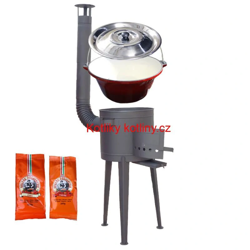 Litinový kotlík se smaltovanou úpravou 22 L + vysoká kotlina 42 PLUS 600 + paprikový pepř na guláš - MIX 100 g