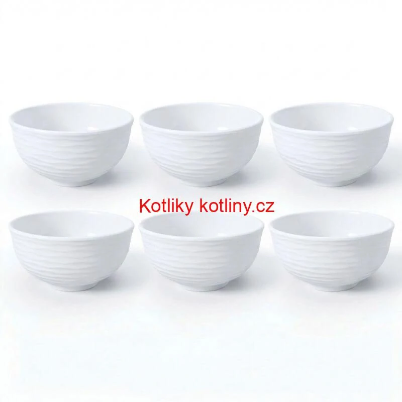 Sada 6 ks: Prémiové bílé misky s kamennou strukturou (750 ml)