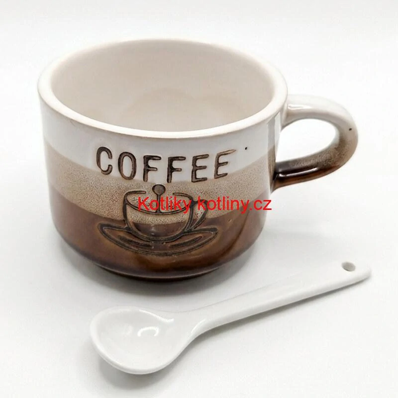 Keramický hrnek na kávu 150 ml COFFEE s lžičkou 1 ks