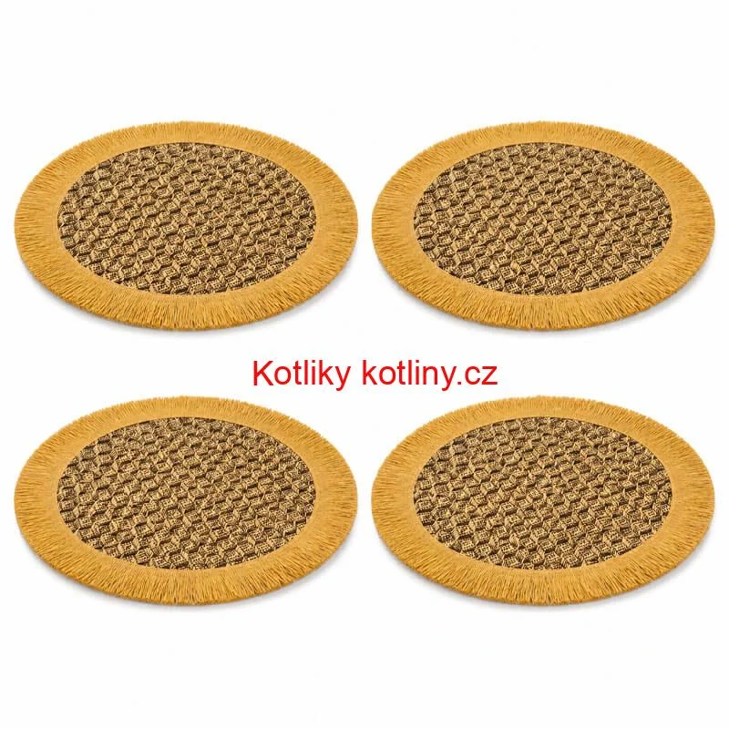 Přírodní podložky pod talíř se třásněmi 37 cm, 4 ks