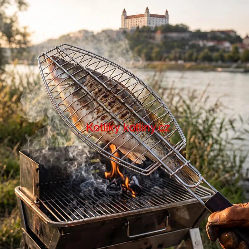 BBQ grilovací rošt na ryby – nerezové grilovací kleště 65 × 15 × 4 cm