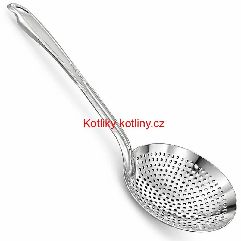 Nerezová děrovaná naběračka – sítko 19 cm, 48 cm