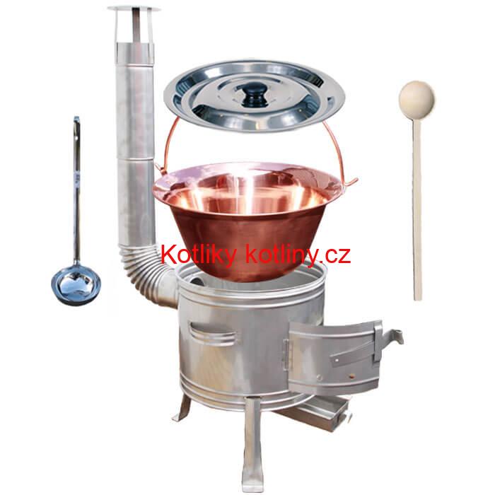 Měděný kotlík 30 L + nerezová kotlina 45 cm TOPLUX