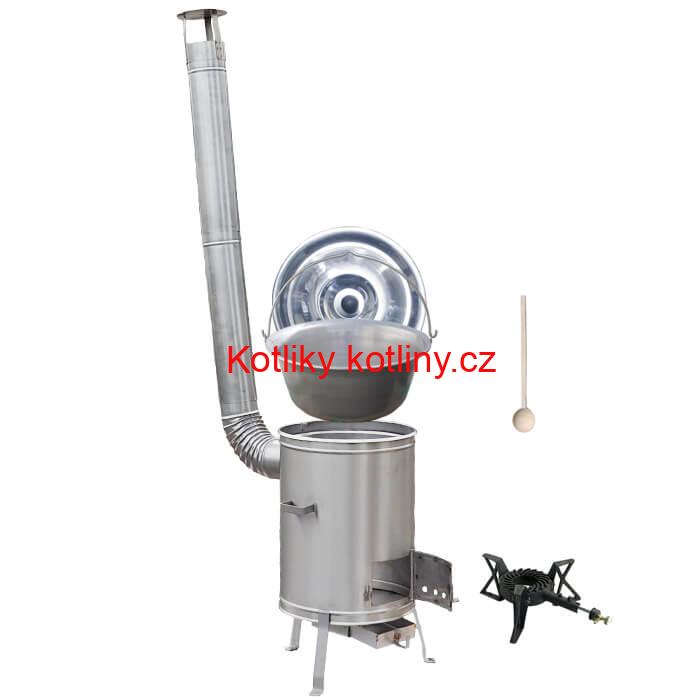 Nerezový kotlík 20 L (1,5 mm) + kotlina 42 cm + hořák LUX