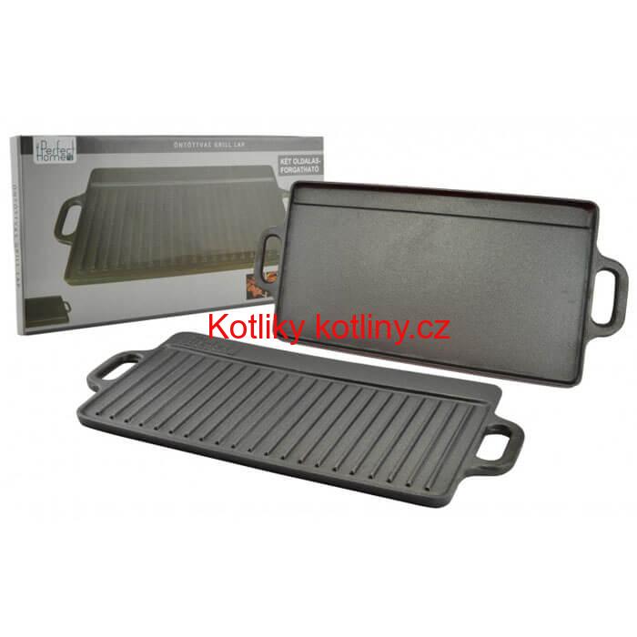 Kvalitní litinová deska na grilování a opékání - obdélník