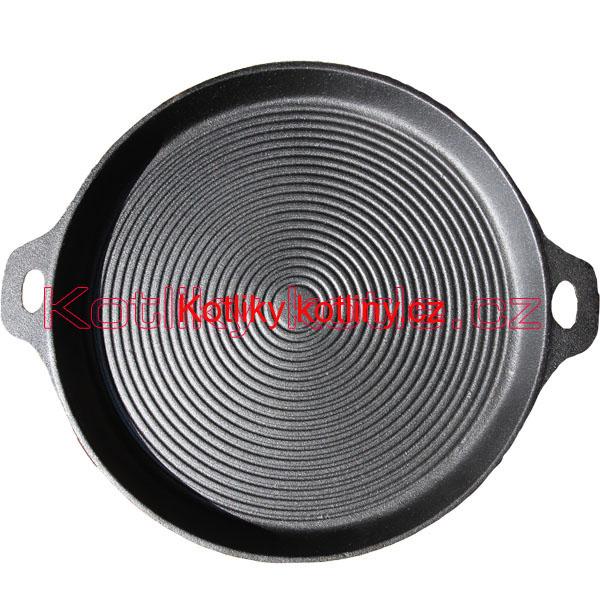 Kvalitní litinová deska na grilování a opékání - kulatá