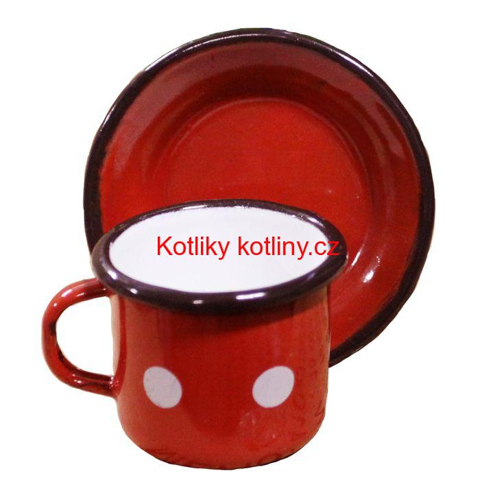 Smaltovaný šálek + podšálek