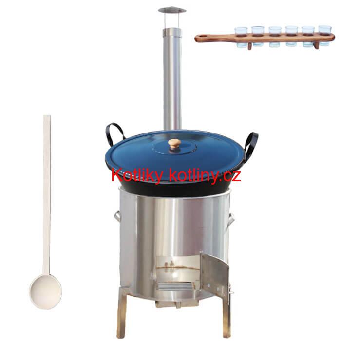 Zabijačkova nerezová souprava 80 L + sada skleniček