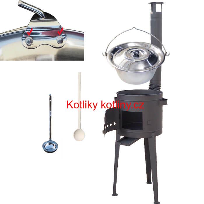 Nerezový kotlík 30 L (0,8 mm) s nýty + vysoká kotlina 45 cm PLUS 600