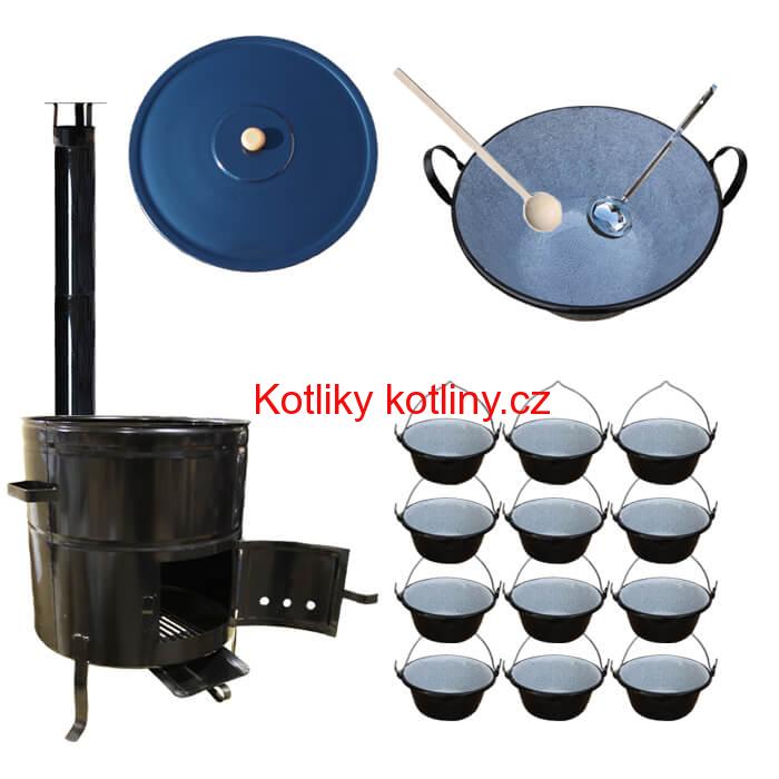 Smaltovaný kotel 60 L + servírovací kotlíky (12 ks) BIG PARTY