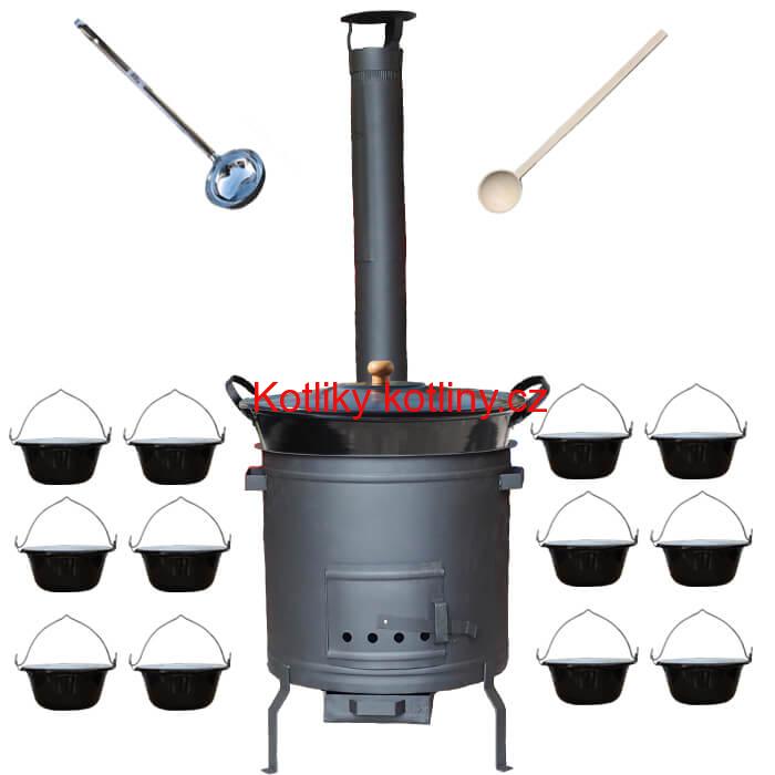 Smaltovaný kotel 60 L + servírovací kotlíky (12 ks) PLUS 600