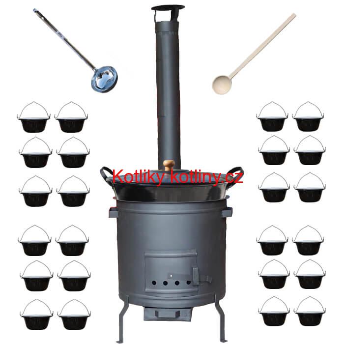 Smaltovaný kotel 80 L + servírovací kotlíky (24 ks) PLUS 600