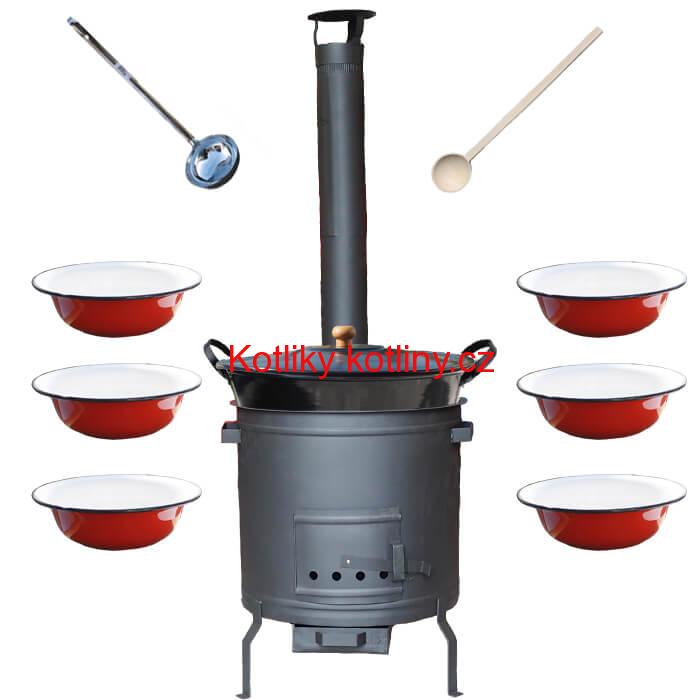 Smaltovaný kotel 50 L + smaltované talíře 6 ks PLUS 600
