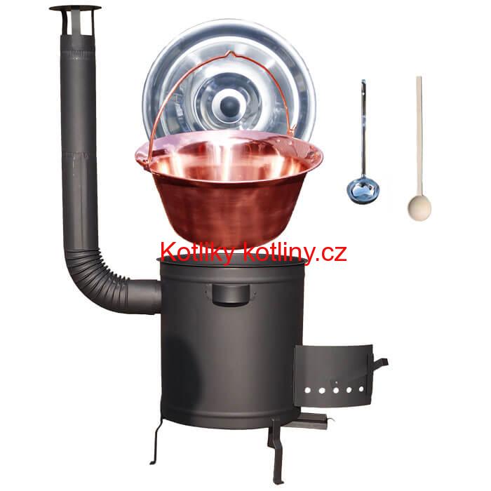 Měděný kotlík 20 L (1,2 mm) + hrubostěnná (1,5 mm) a žáruvzdorná kotlina 42 PLUS 600