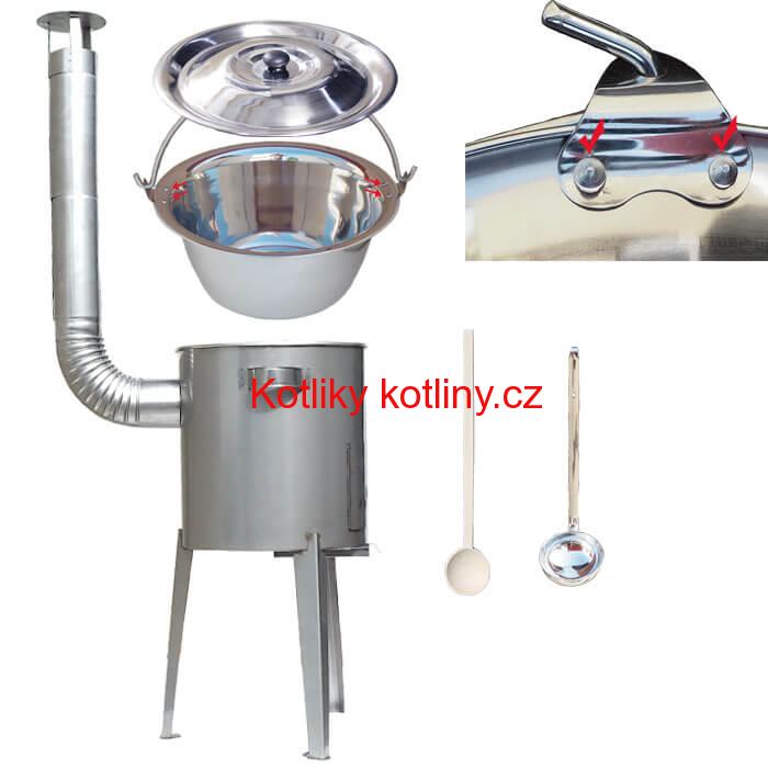 Nerezový kotlík (Zesílený) 30 L + nerezová kotlina 45 cm LUXUS