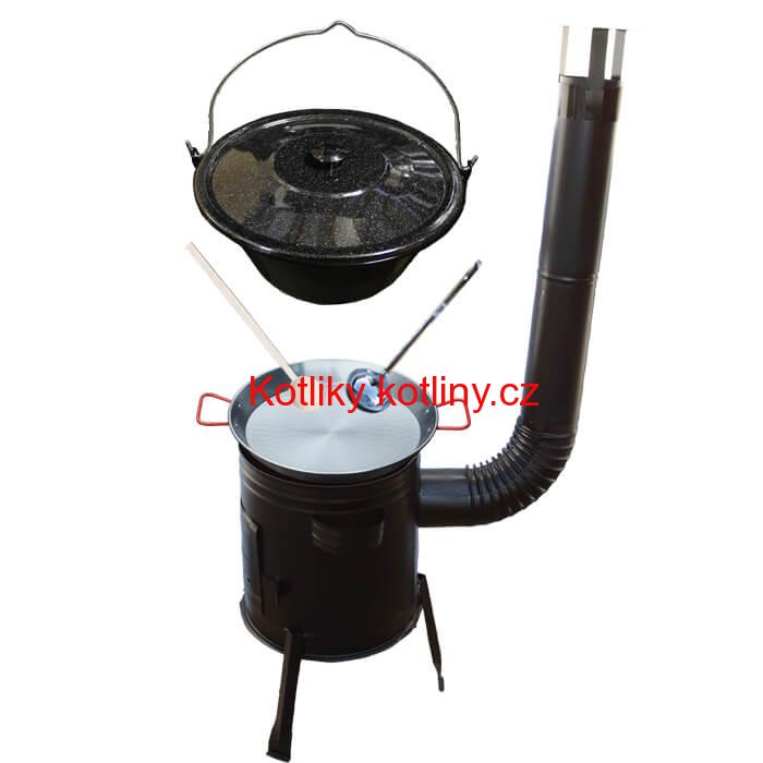 Paella ocelová pánev 42 cm se smaltovaným kotlíkem 16 L (1,2 mm) a kotlinou