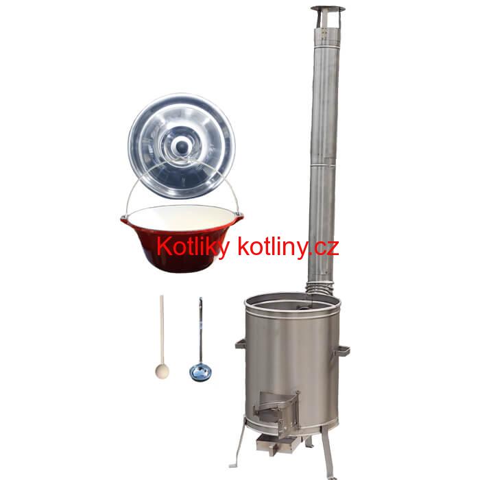 Litinový kotlík se smaltovanou úpravou 16 L + nerezová kotlina (Vysoká) 36 LUX