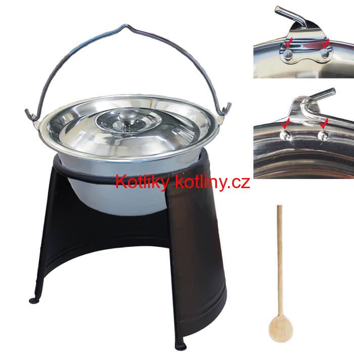 Nerezový kotlík 20 L (0,8 mm) s nýty + chránič plamene