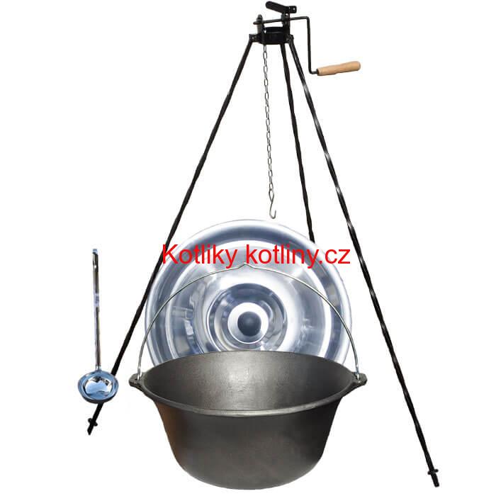 Litinový kotlík 10,8 L + stojan s kladkou VAR
