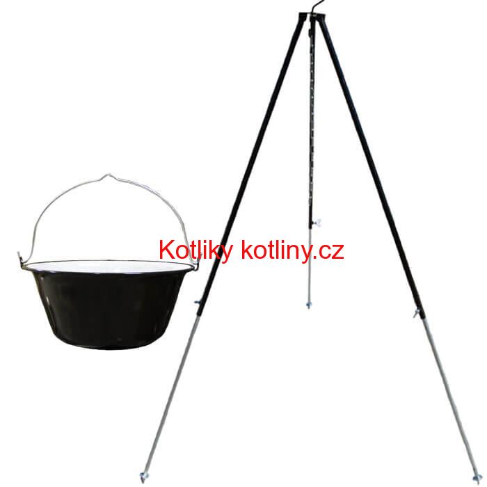 Smaltovaný kotlík 40 L + teleskopicka trojnožka 1,7 m