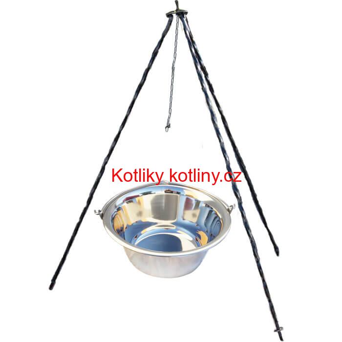 Nerezový kotlík (INOX 0,8 mm) 8 L + trojnožka 1 m