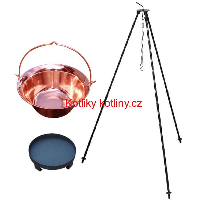 Měděný kotlík 20 L (1,2 mm) + trojnožka 1,2 m + ohniště 36 cm