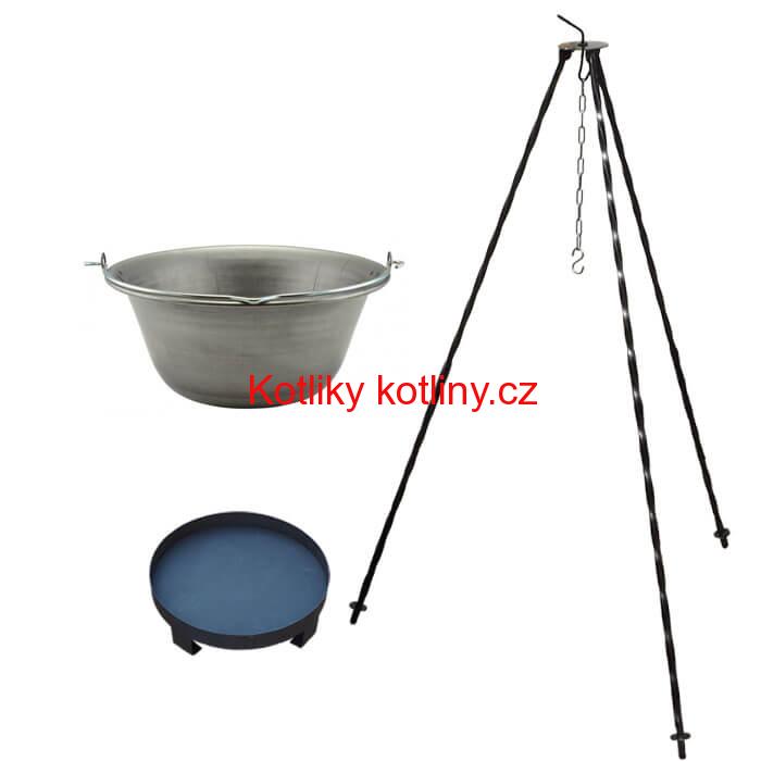 Železný kotlík 10 L (0,75 mm) + trojnožka 1 m + ohniště 36 cm