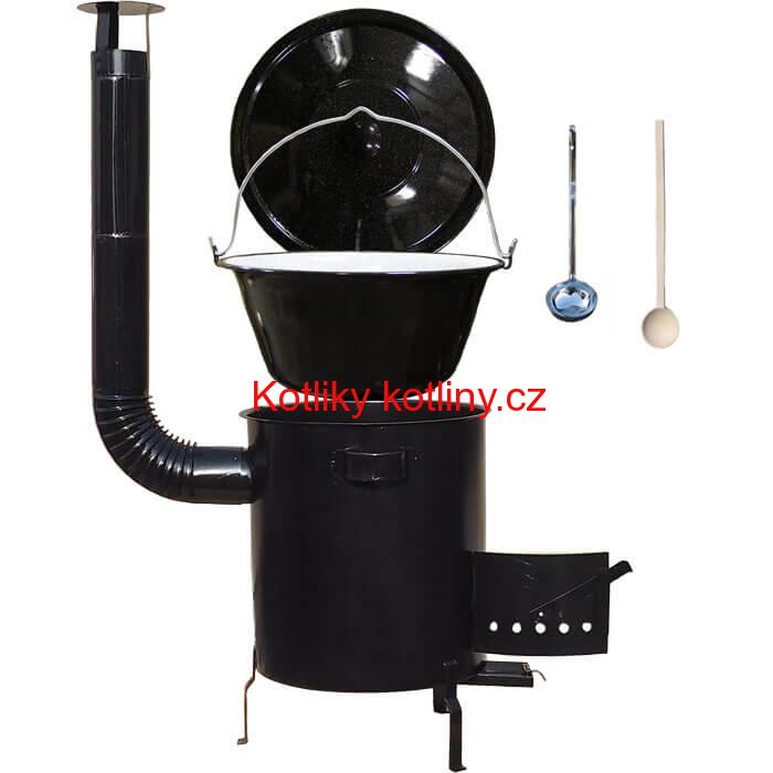 Smaltovaný kotlík 30 L (1,2 mm) + hrubostěnná (1,5 mm) kovová kotlina 45 STRONG