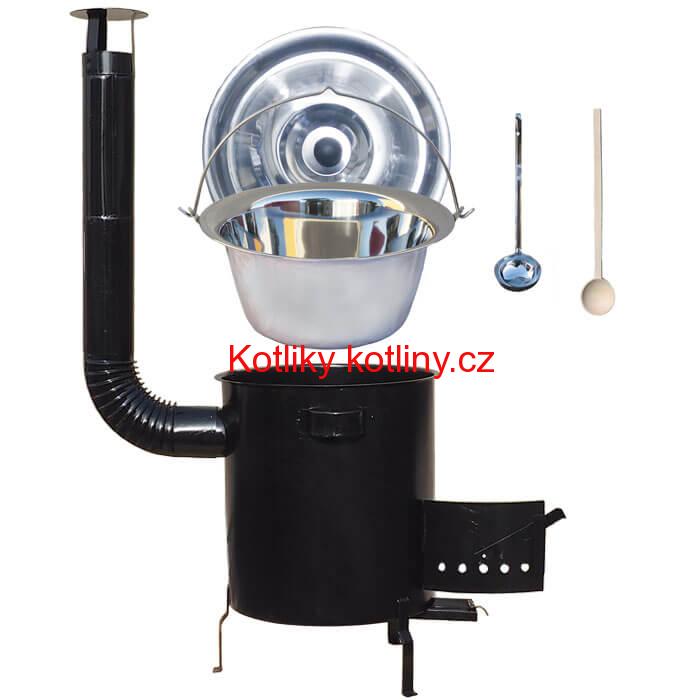 Nerezový kotlík 30 L (1,2 mm) + hrubostěnná (1,5 mm) kovová kotlina 45 STRONG