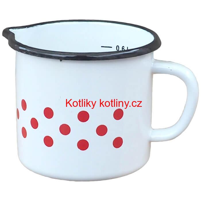 Smaltovaný hrnek s ouškem 0,6 L - tečkovanou