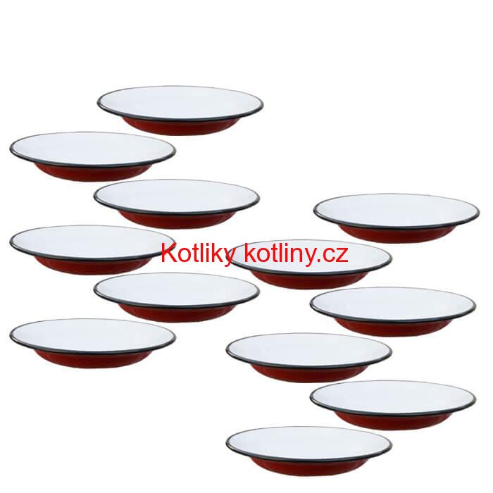 Souprava smaltovaných mělkých talířů 22 cm 12 ks