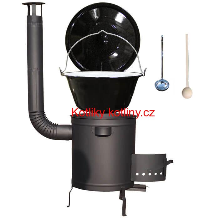 Smaltovaný kotlík 13 L (1,2 mm) + hrubostěnná (1,5 mm) a žáruvzdorná kotlina 36 PLUS 600