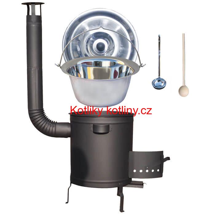 Nerezový kotlík 15 L (1,2 mm) + hrubostěnná (1,5 mm) a žáruvzdorná kotlina 36 PLUS 600