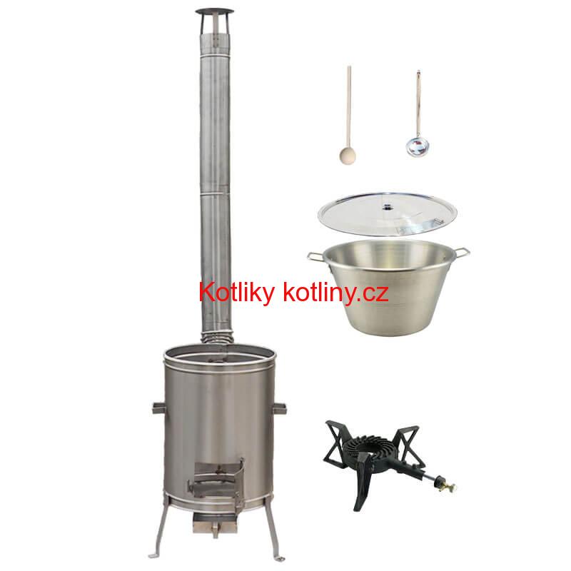 Nerezový kotel 70 L + nerezová kotlina 56 cm LUX + litinový hořák 7 kW BIG PARTY