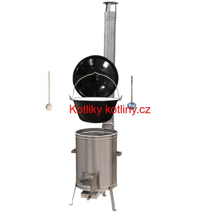 Smaltovaný kotlík 25 L (1,2 mm) + nerezová kotlina 42 cm LUX + vařečka a naběračka