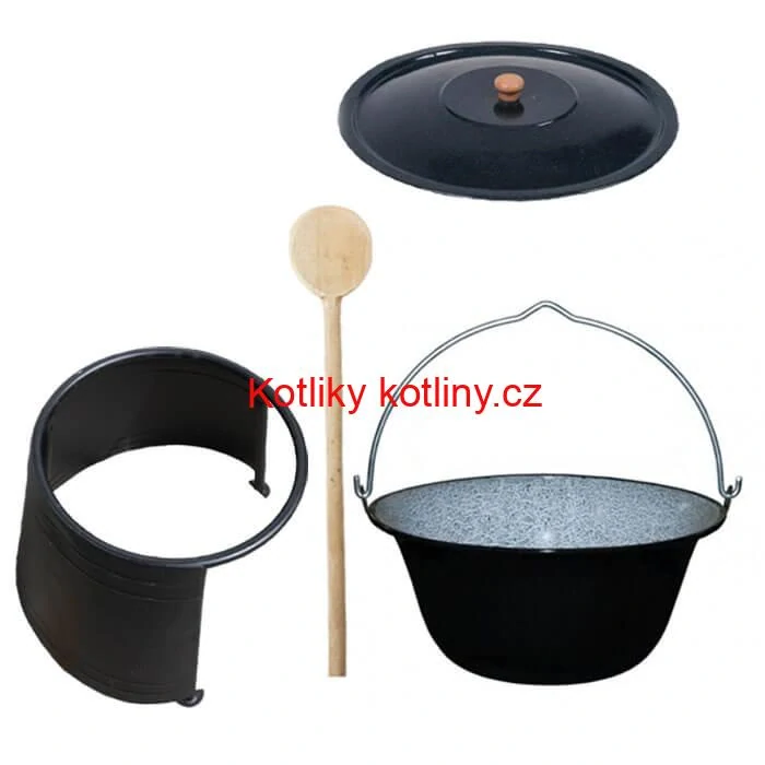 Smaltovaný kotlík 10 L (1,2 mm) + poklice + chránič plamene