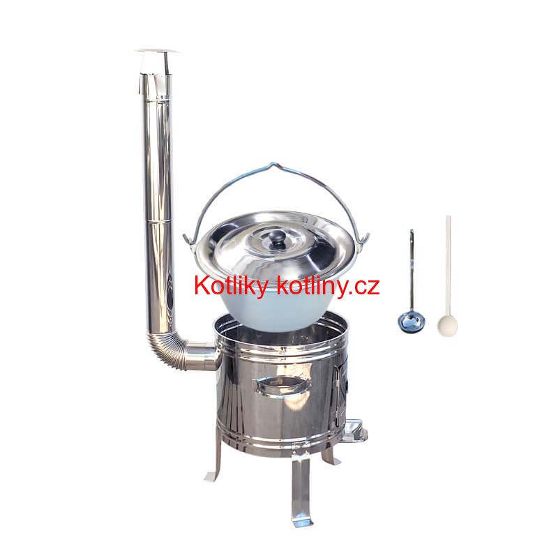 Nerezový kotlík 15 L (0,8 mm) zesílený s nýty + nerezová kotlina 36 cm TOP INOX