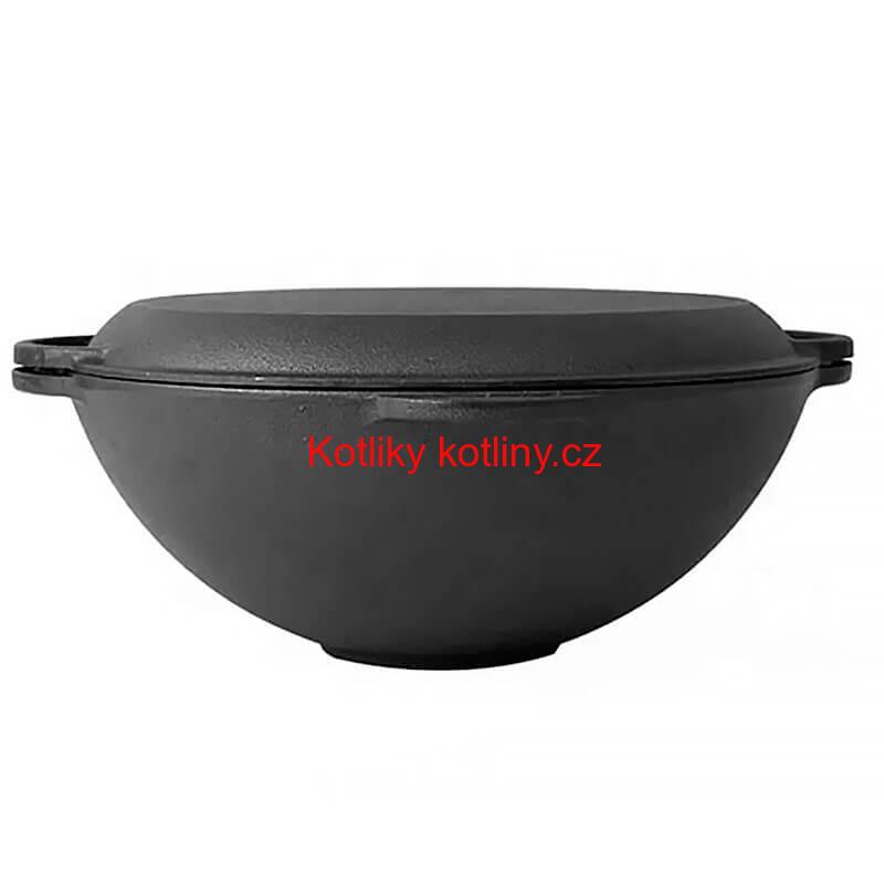 Litinový wok s poklicí (panvicí) 32 cm 3 v 1