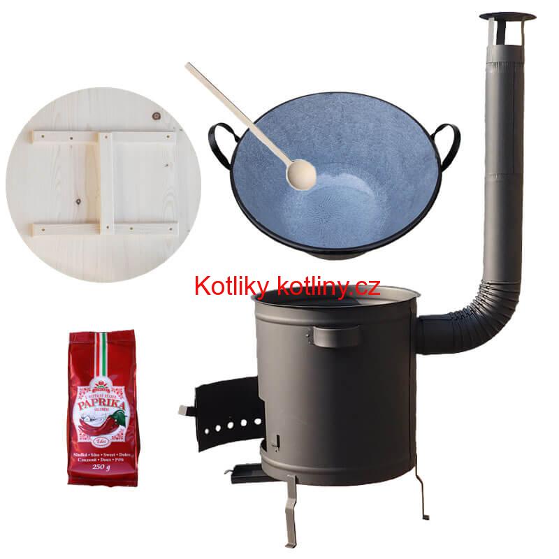 Smaltovaný kotel 80 L + silná kovová kotlina 60 cm (1,5 mm) STRONG PLUS 600 + sladká paprika 250 g