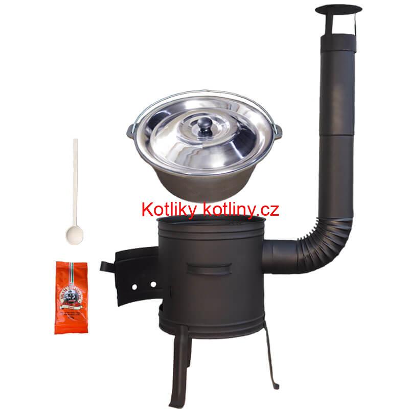 Litinový kotlík 10,8 L + kotlina 33 cm (1 mm) + žáruvzdorná barva Plus 700