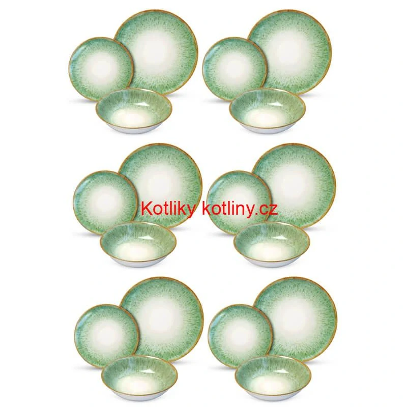 Souprava keramických talířů 18 ks GREEN