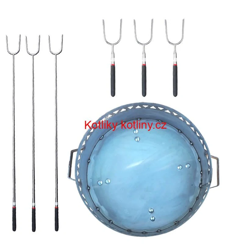 Přenosné ohniště nerezové (1,5 mm) FIFO + Vidličky na opékání teleskopické 6 ks