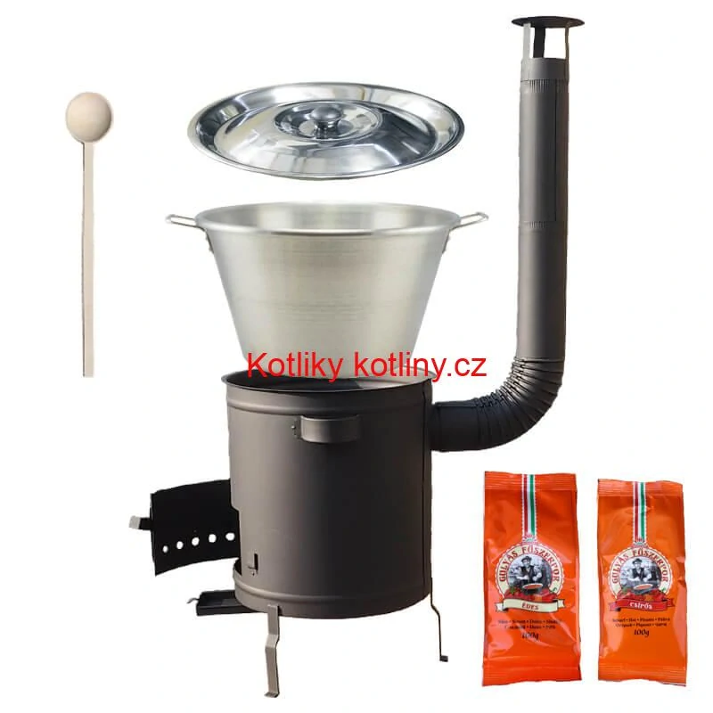 Nerezový kotel 40 L + Hrubostěnná kotlina 45 cm (1,5 mm) STRONG Plus 600 + paprikové koření na guláš