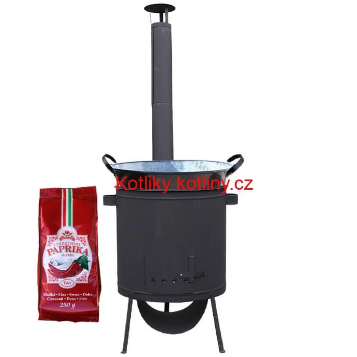Zabijačkový smaltovaný kotel 100 L, žáruvzdorná kotlina 42 PLUS 600 4 MM + sladká paprika GURMÁN 250 g
