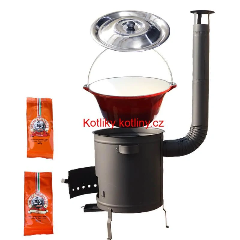Litinový kotlík se smaltovanou úpravou 22 L + žáruvzdorná kotlina 42 cm (1,5 mm) STRONG + paprikový pepř na guláš - MIX 100 g